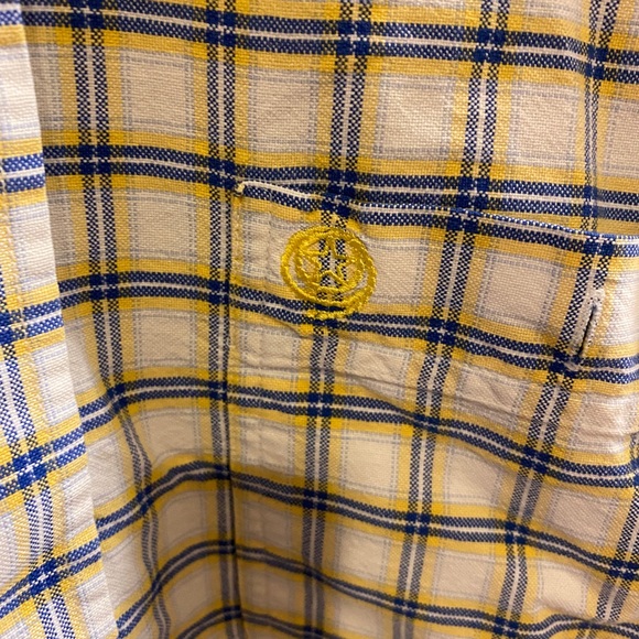 Wrangler George Straight Long Sleeve One Pocket Button Down Yellow/grn Plaid L - Picture 2 of 5